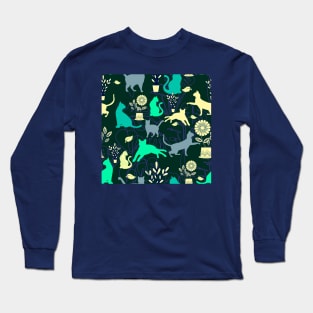 Cats and Houseplants peacock Long Sleeve T-Shirt